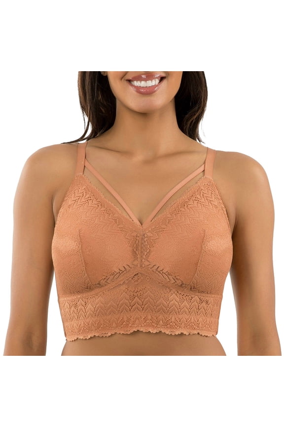 Mia Wire-Free Full Bust Lace Bralette, Cork, 34DD