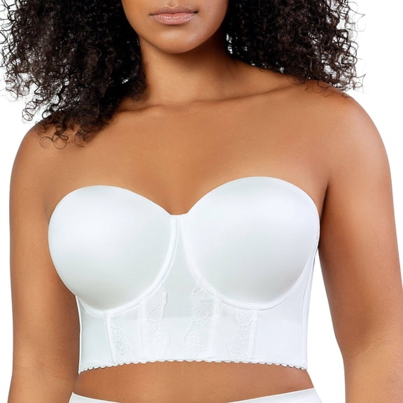 Parfait Elissa Full Bust Longline Strapless Bra, Pearl White, 40D