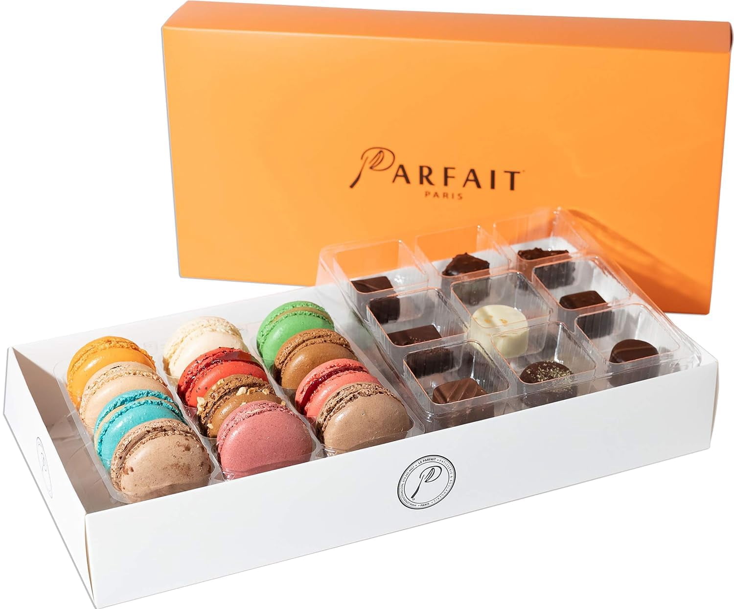 Parfait Paris: French Macarons and Chocolate Bonbons Gift Box - Gourmet ...