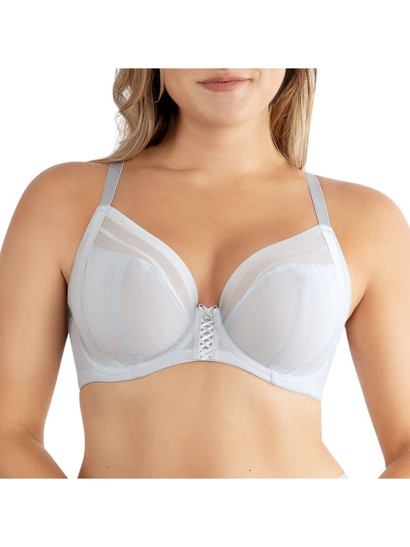 Shea Full Bust Unlined Plunge Bra, Silver, 30DDD