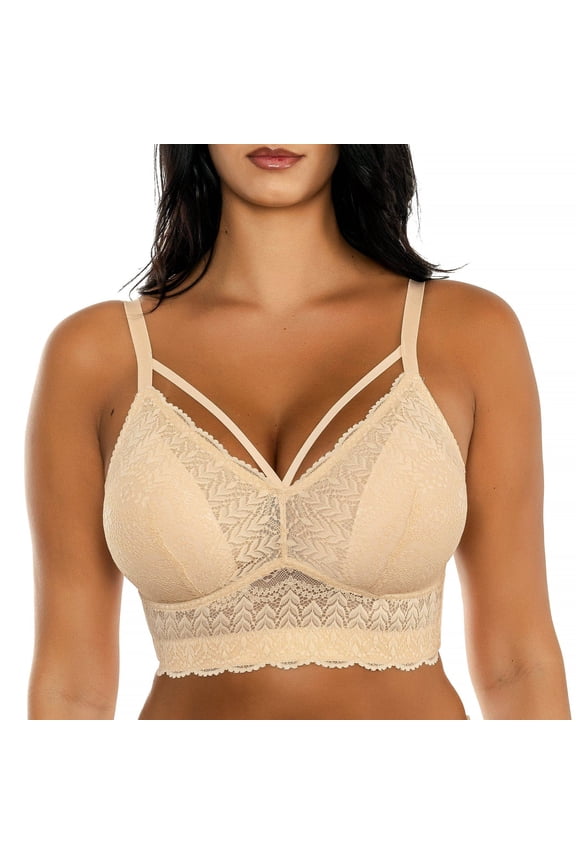 Mia Wire-Free Full Bust Lace Bralette, Bare, 32K