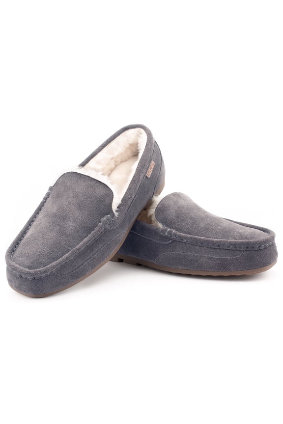 Men's Indoor Outdoor Sheepskin Moccasins Slippers Memory Foam Driving Style Shoes