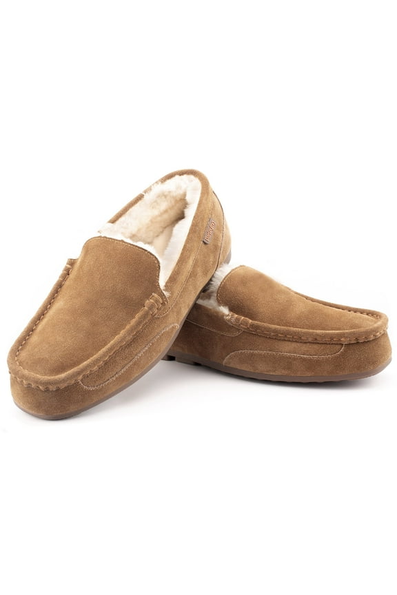 Men's Indoor Outdoor Sheepskin Moccasins Slippers Memory Foam Driving Style Shoes
