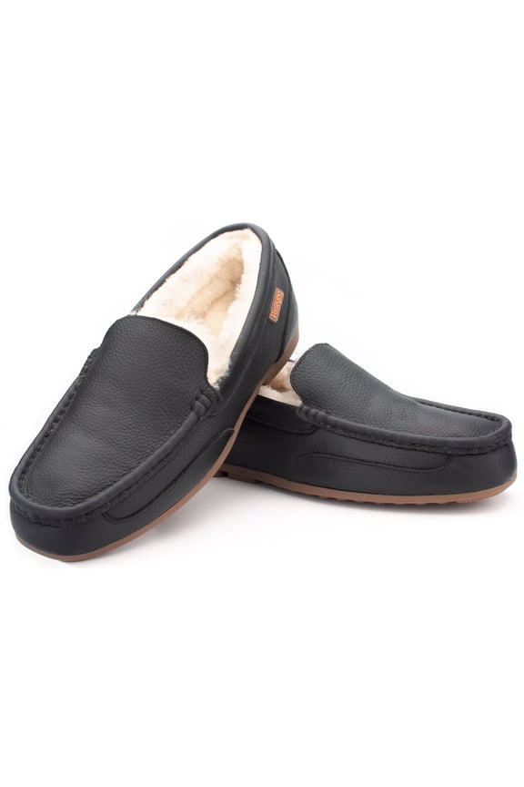 Men's Indoor Outdoor Sheepskin Moccasins Slippers Memory Foam Driving Style Shoes