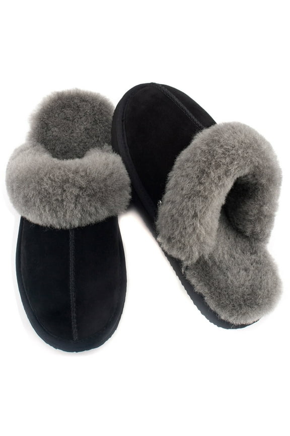 Women's Sheepskin House Slippers Indoor Outdoor Shearling Shoes for Women