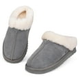 thumbnail image 1 of Parfeying Women's Slip on House Slippers, Real Wool from Sheep, Anti-slip Rubber Sole Warm Indoor Outdoor Slippers for Women, 1 of 7