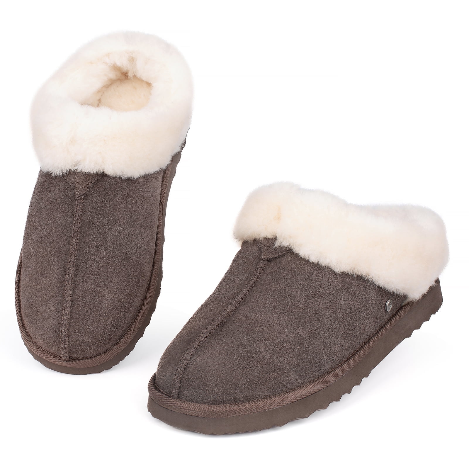 Parfeying Women's Wool House Slippers - Real Australian Merino Wool, Anti-Slip Rubber Sole, Indoor/Outdoor