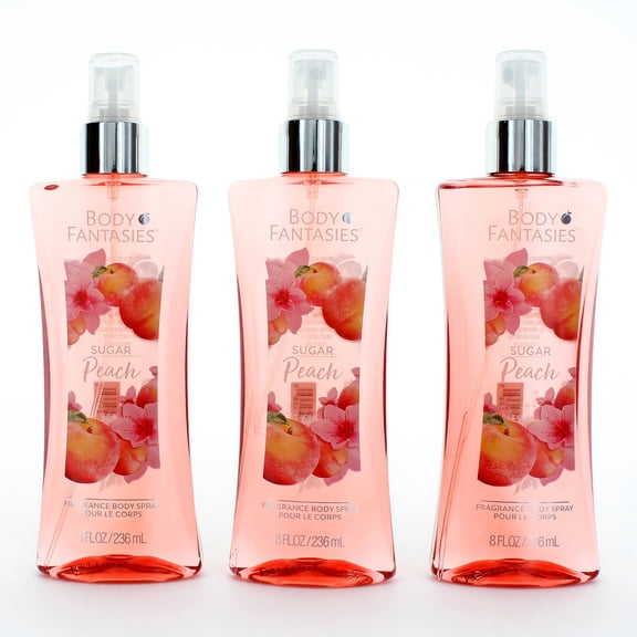 Sugar Peach by Body Fantasies, 3 Pack 8oz Fragrance Body Spray women