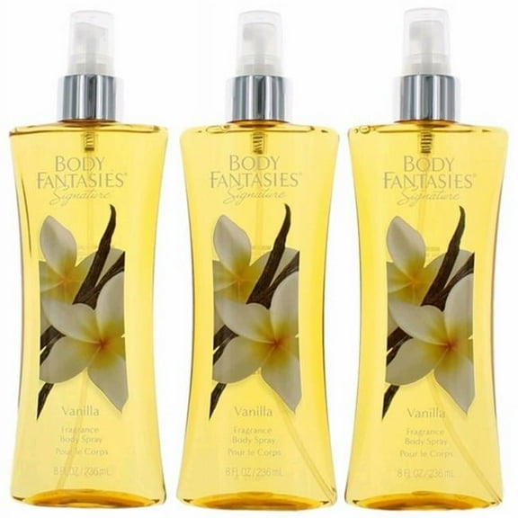 Vanilla by Body Fantasies, 3 Pack 8 oz Fragrance Body Spray for Women