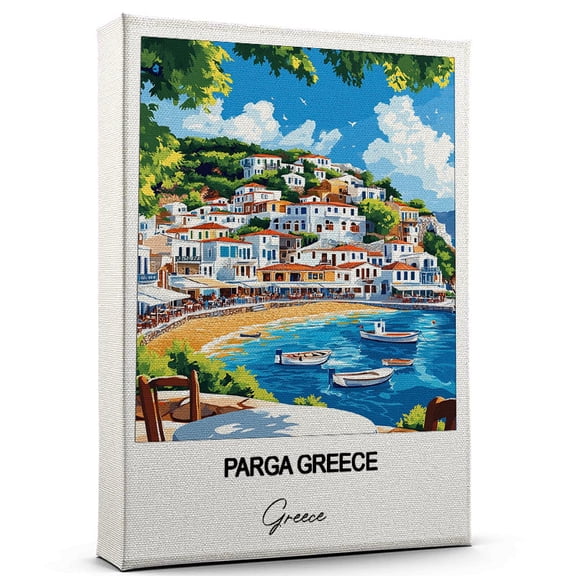 Parga Greece Travel Wall Decor Scenic Travel Canvas Print of Greece Canvas Beautiful Gift for Home, Office, or Living Space