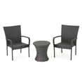 thumbnail image 1 of Parham Outdoor 3 Piece Wicker Stacking Chair Chat Set with Round Drum Table, Gray, 1 of 6