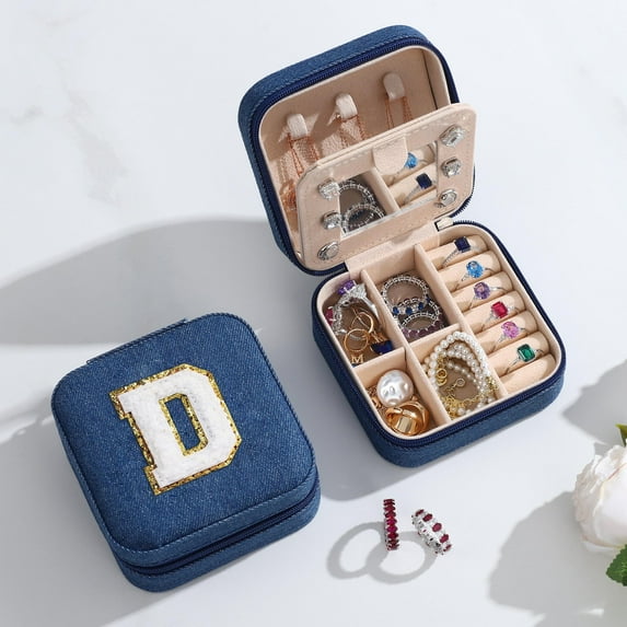 Parima Gifts for Teen Girls, D Initial Jewelry Box for Girls, Personalized Gifts Travel Jewelry case for Gifts, Teen Girl Gifts for Sister Friends Classmates Teenage Girls Gifts