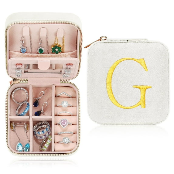 Parima Plush Velvet Travel Jewelry Case Jewelry Box - Small Jewelry Box Organizer Holder Ring Earrings Box Travel Essentials for Women, Birthday Gifts for Women Teen Girls