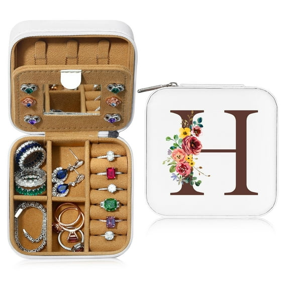 Parima Travel Jewelry Case Jewelry Box, Jewelry Case Organizer Small Initial Jewelry Boxes Travel Essentials Gifts for Women Mom Friends Teen Girls Teenage