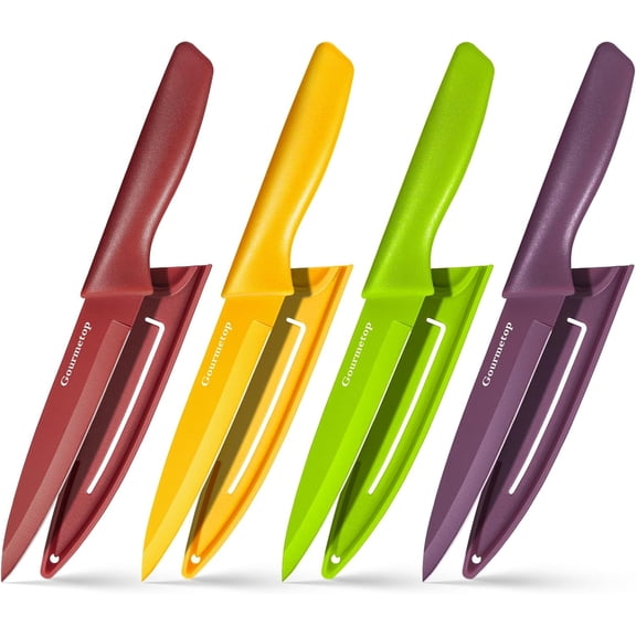 Paring Knife Set of 4, 3.8 Fruit Knife with Cover, German Steel | Extra Sharp 3Cr13MoV Steel, Food-Grade Nonstick Coating, Ergonomic PP Handles, for Fruit Vegetable Peeling & Slicing