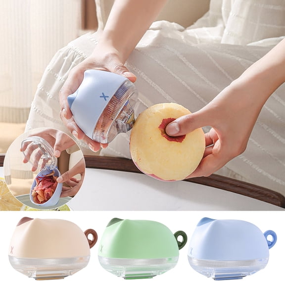 Paring Knife – Utility Vegetable Peeler | Stainless Steel Blade, Multi-Use Storage Box, Easy Grip Handle | ABS Material | Apricot, Green, Blue | 4.7 x 2.8 in