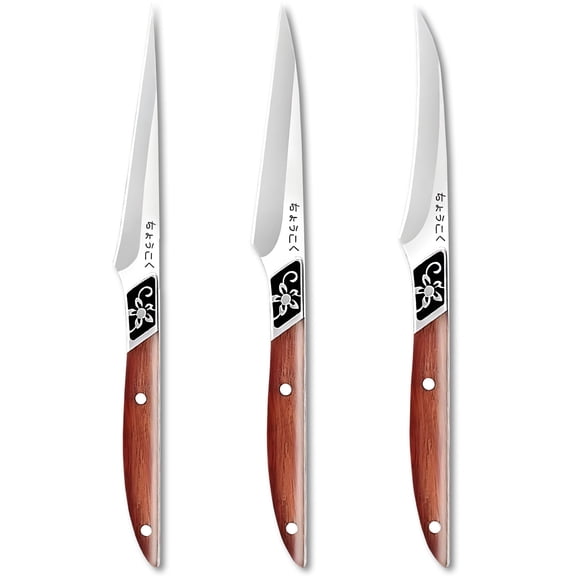 Paring Knife for Kitchen Use Set of 3 Extra Sharp Small Fruit Knives Stainless Steel for Pumpkin Carving