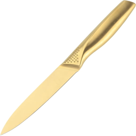 Paring Knives, 5 Inches Stainless Steel Sharp Kitchen Small Fruit Vegetable Knife with Ergonomic Handle for Chefs, Cooks, Gold