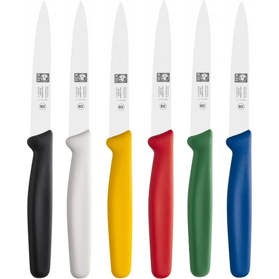Paring Knives Set – Serrated Paring Knife Set of 6 – Stainless Steel Kitchen Paring Knives – Small Kitchen Knives for Meal Prep – 4-inch Blade Sharp Paring Knives