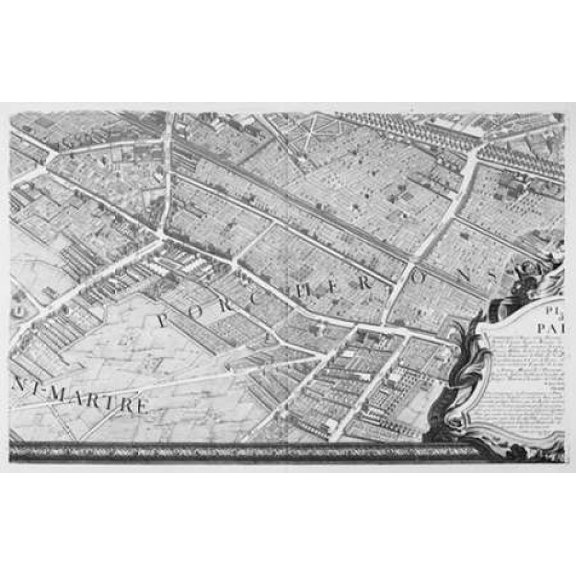 Paris 1739 Sectional map Canvas Art - Michel-Etienne Turgot (24 x 36)