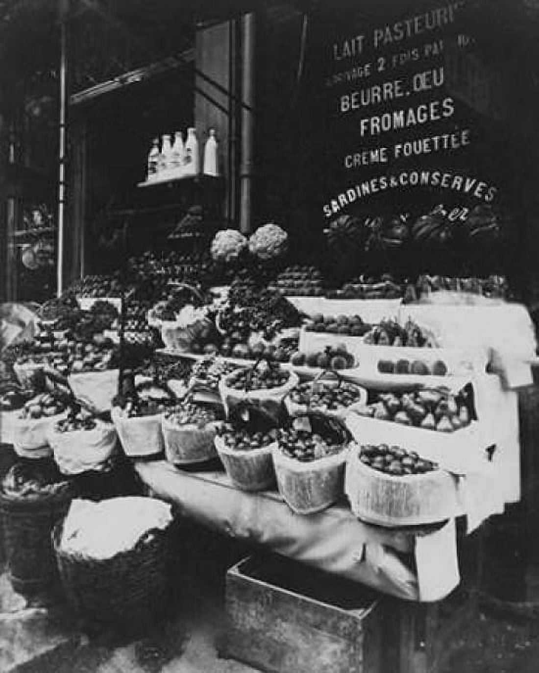 Paris 1908-1912 - Produce Display rue Sainte-Opportune Canvas Art - Eugene Atget (24 x 30)