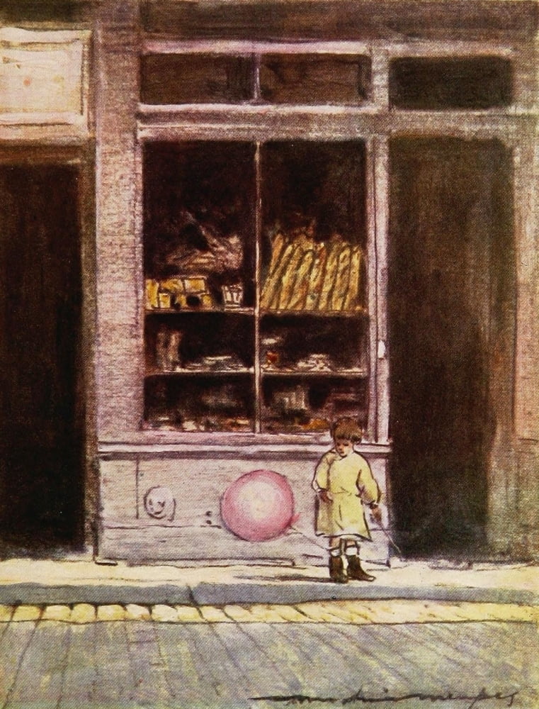 Paris 1909 Central Market Bread Shop Canvas Art - Mortimer Menpes (18 x 24)