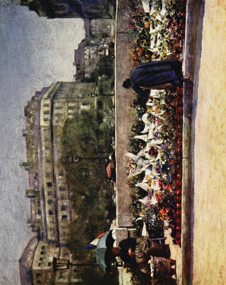 Paris 1909 Flower Market Canvas Art - Mortimer Menpes (24 x 36)