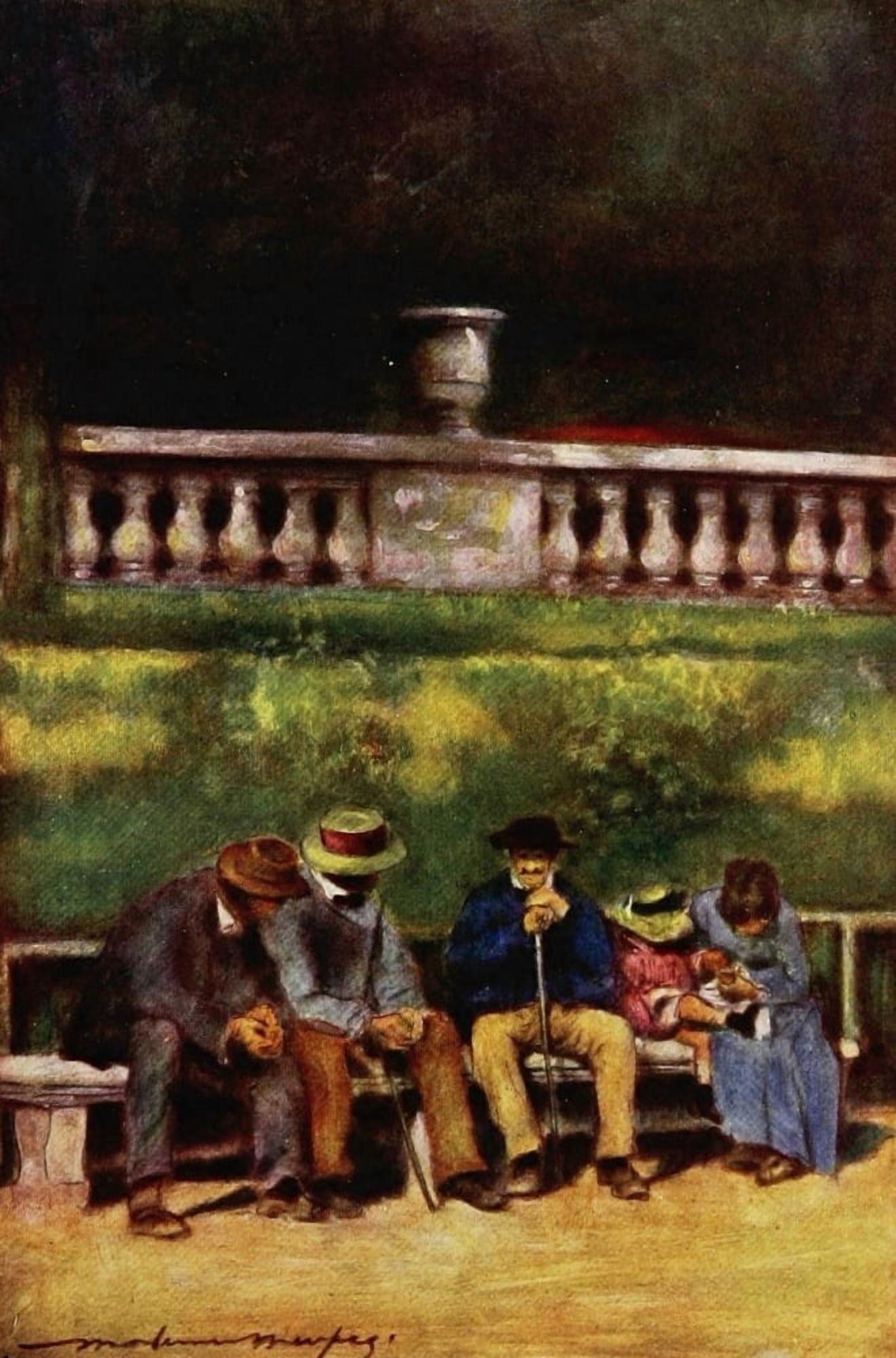 Paris 1909 Gossips Canvas Art - Mortimer Menpes (18 x 24)