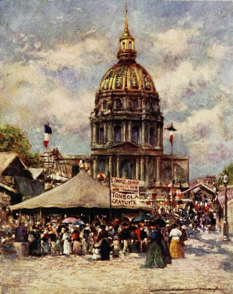 Paris 1909 Hotel des Invalides en Fete Canvas Art - Mortimer Menpes (24 x 36)