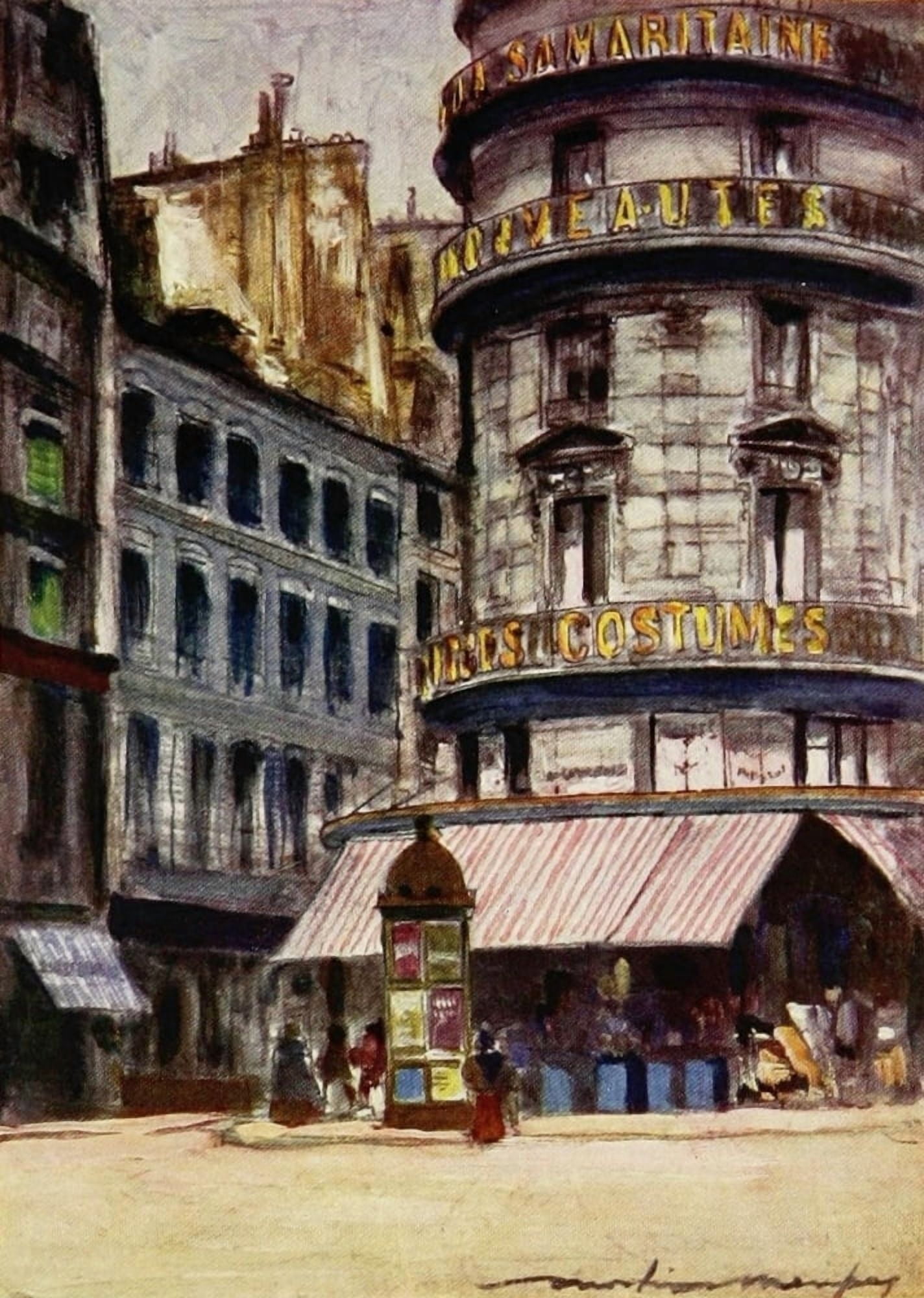 Paris 1909 La Samaritaine Canvas Art - Mortimer Menpes (24 x 36)