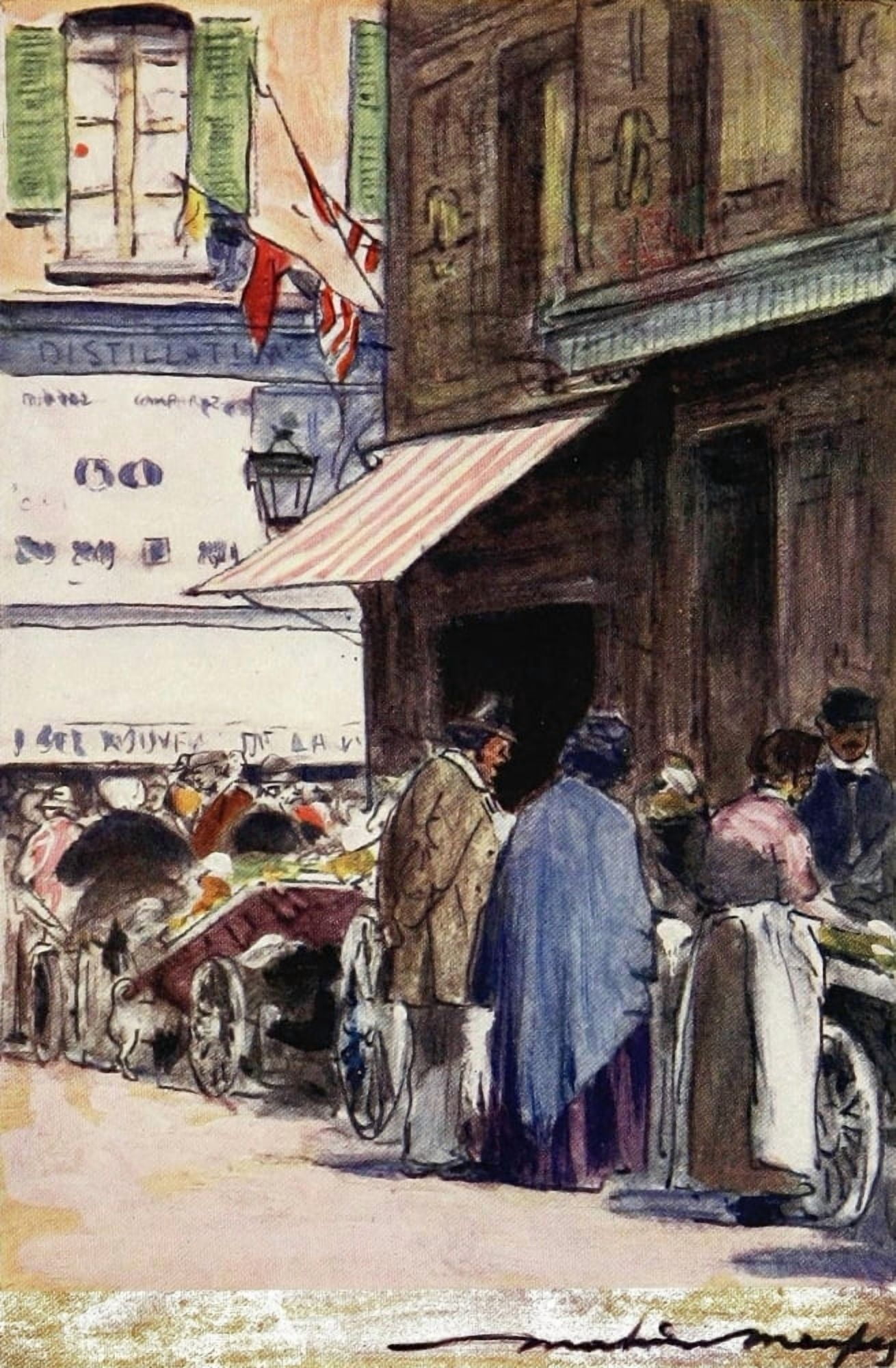 Paris 1909 Marchandes Ambulantes Canvas Art - Mortimer Menpes (18 x 24)