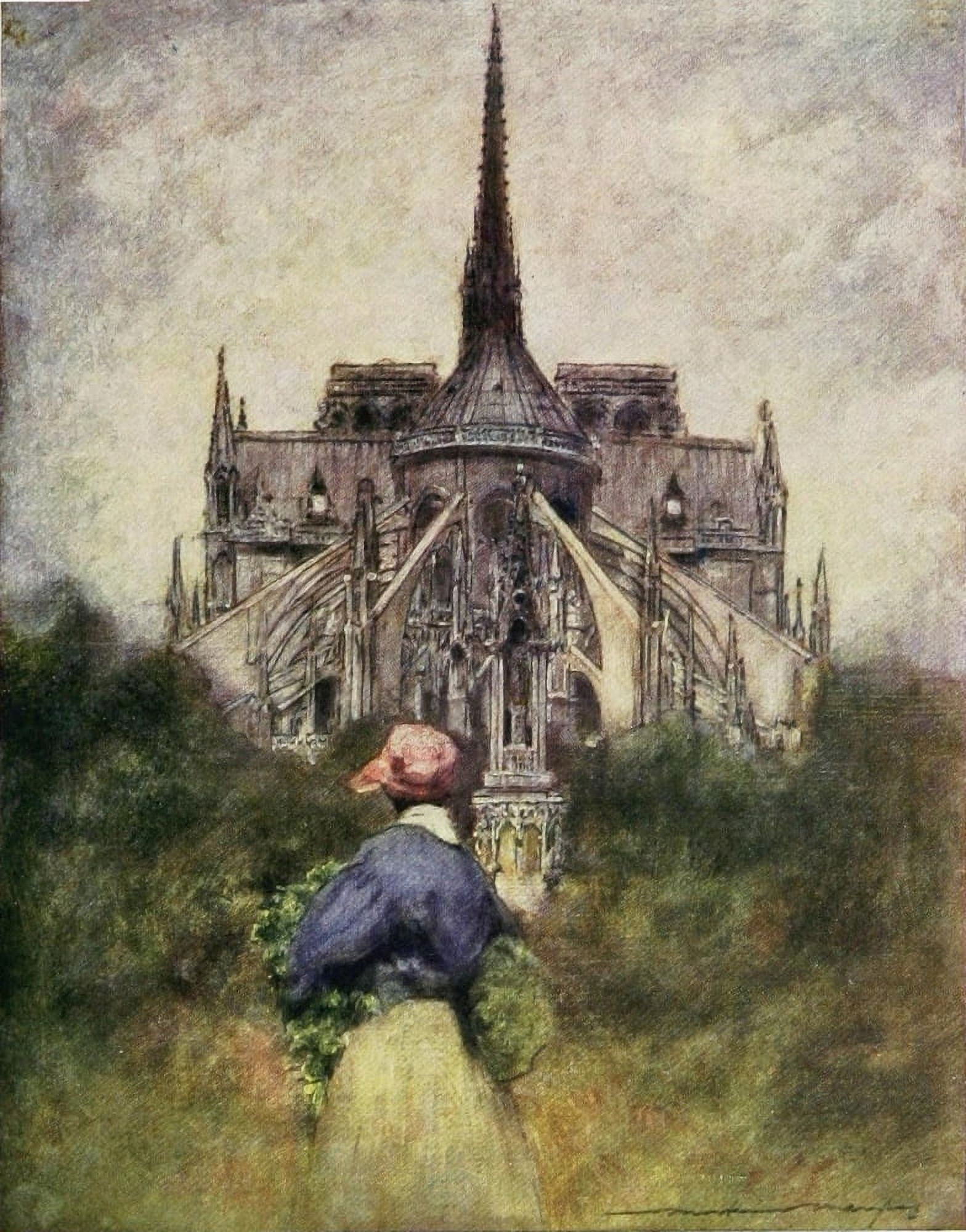 Paris 1909 Notre Dame Canvas Art - Mortimer Menpes (24 x 36)