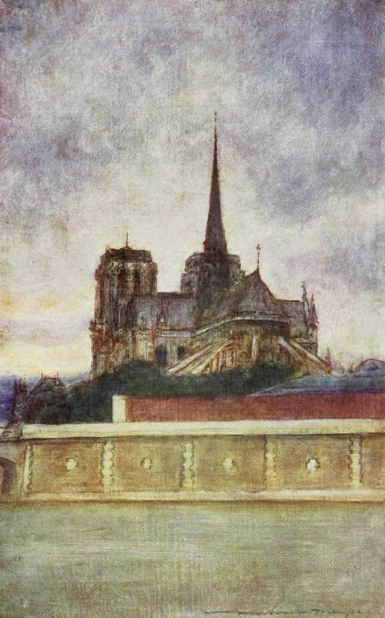 Paris 1909 Notre Dame from the Seine Canvas Art - Mortimer Menpes (24 x 36)