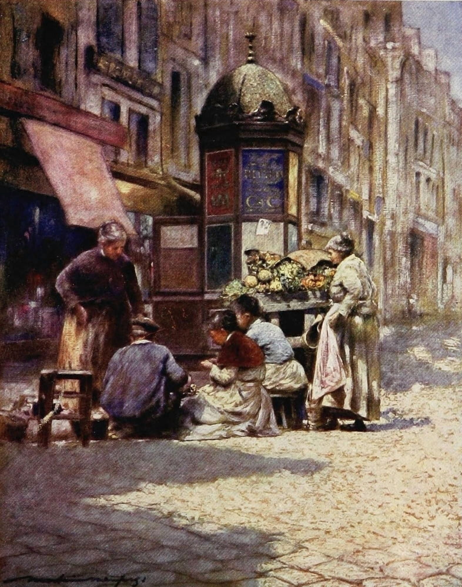 Paris 1909 Peeling potatoes Canvas Art - Mortimer Menpes (18 x 24)
