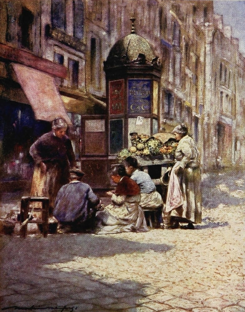 Paris 1909 Peeling potatoes Canvas Art - Mortimer Menpes (24 x 36)