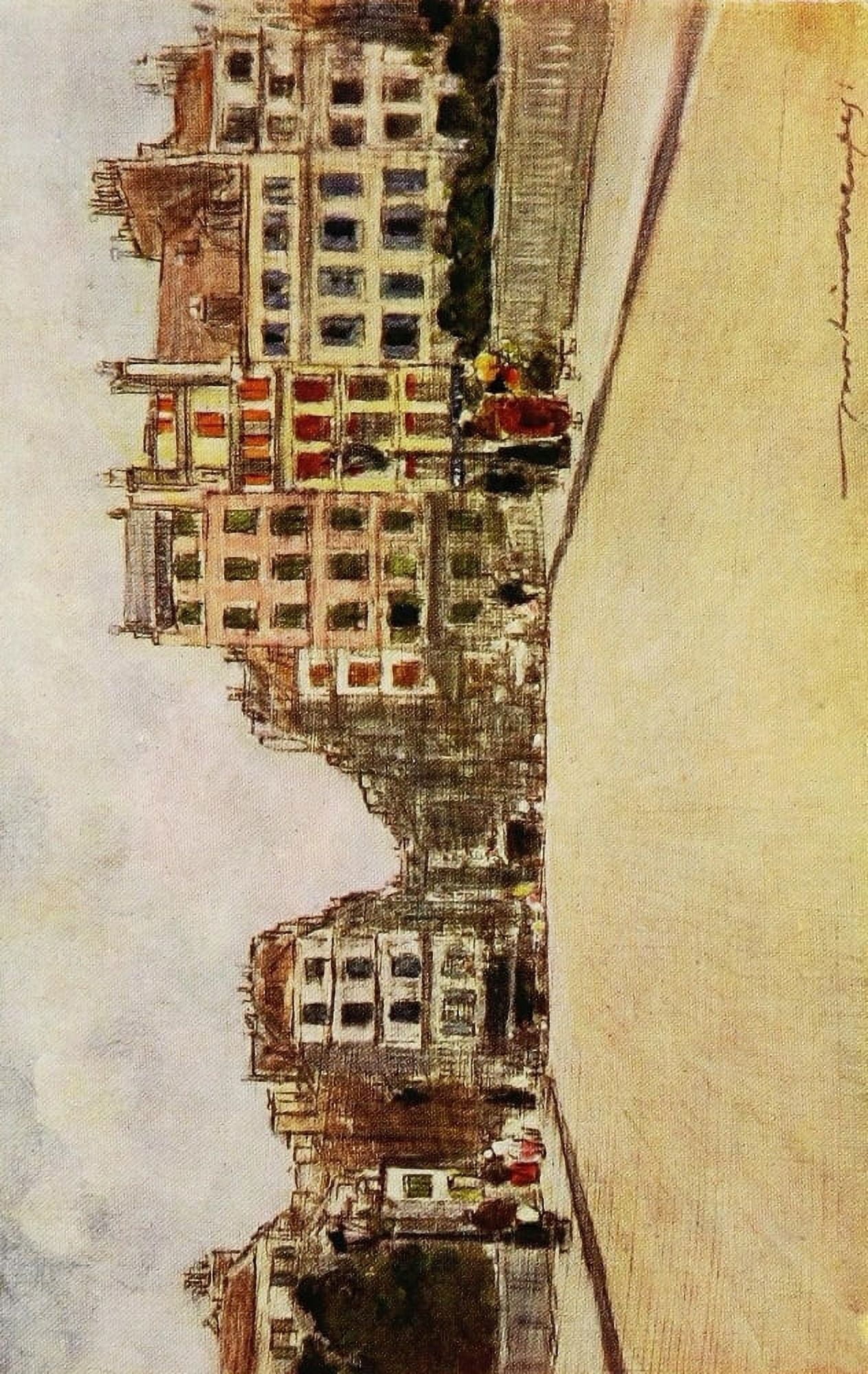 Paris 1909 Seine houses and shops Canvas Art - Mortimer Menpes (24 x 36)