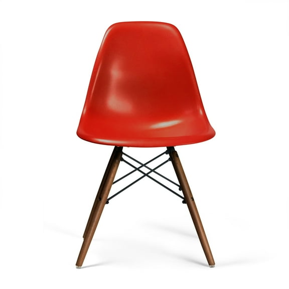 Paris-2 Side Chairs with Walnut Legs (Set of 2) Red