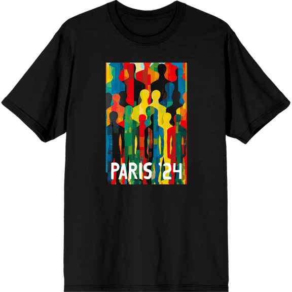 Colorful Human Collage Adult Black Crew Neck Short Sleeve Tee-3XL