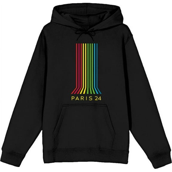Colorful Lines Adult Black Long Sleeve Hoodie-XS
