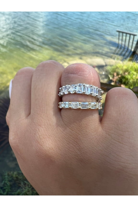 Paris- 5 Carat East To West Emerald Cut Diamond Eternity Band