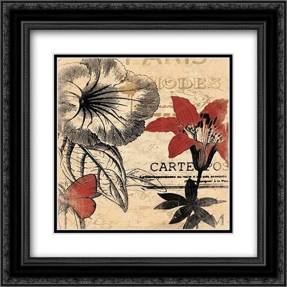 Paris 7 2x Matted 20x20 Black Ornate Framed Art Print by Grey, Jace