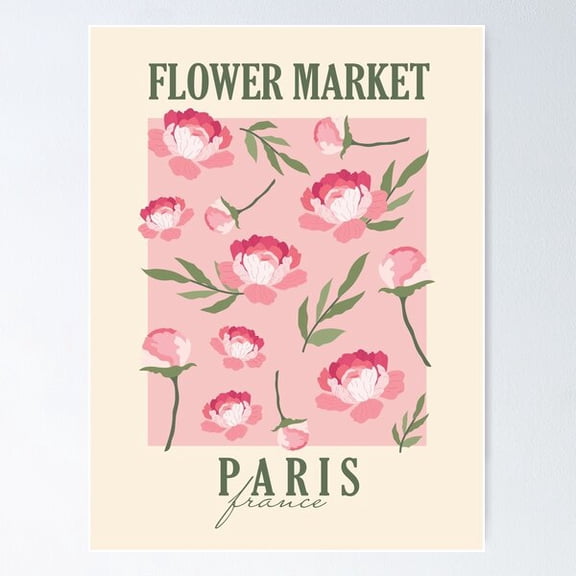 Paris And Peonies Flower Market Poster Poster, Poster Only