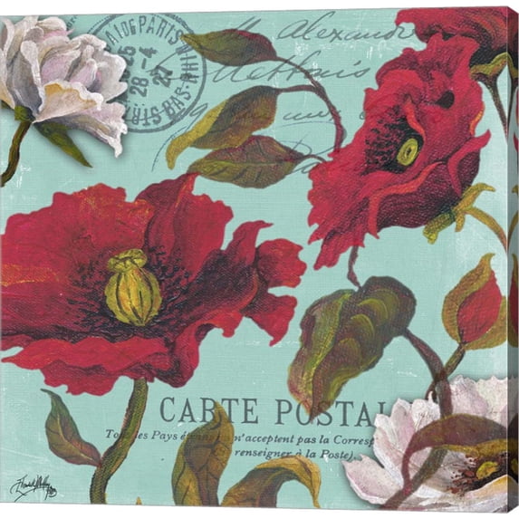 Paris Aqua Flowers I by Elizabeth Medley, Canvas Wall Art