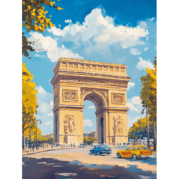 Paris Arc de Triomphe Canvas Painting Perfect for Living Room Bedroom Office Hotel and Gallery Wall Decor.