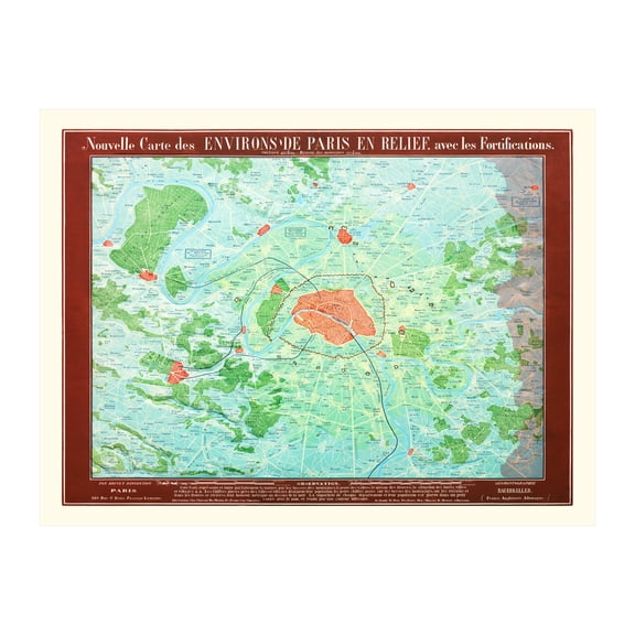 Paris Art, 1843 Vintage Map of Paris France History Wall Decor Gift, Old Paris Map - 24" x 18" Unframed Print