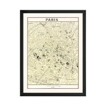 Paris Art, 1901 Vintage Map of Paris France History Wall Decor Gift, Old Paris Map - 18" x 24" Black Framed Print