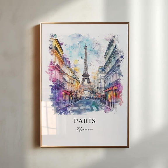 Paris Art Poster, Eiffel Tower Travel Print 8x12 UNFRAMED