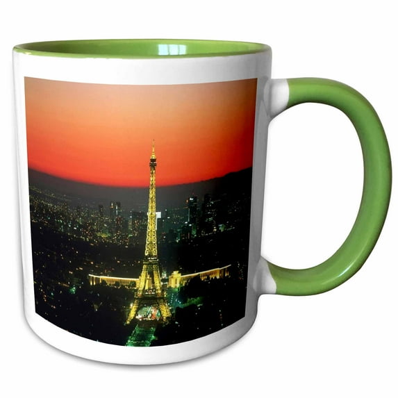 3drose, Paris at Sunset, 11oz Two-tone Green Mug