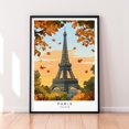 Paris Autumn Illustration Eiffel Tower Fall Poster, Travel Inspired ...