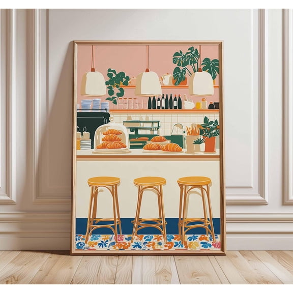 Paris Bakery Croissant Poster, Unframed Paper Poster 8x10in